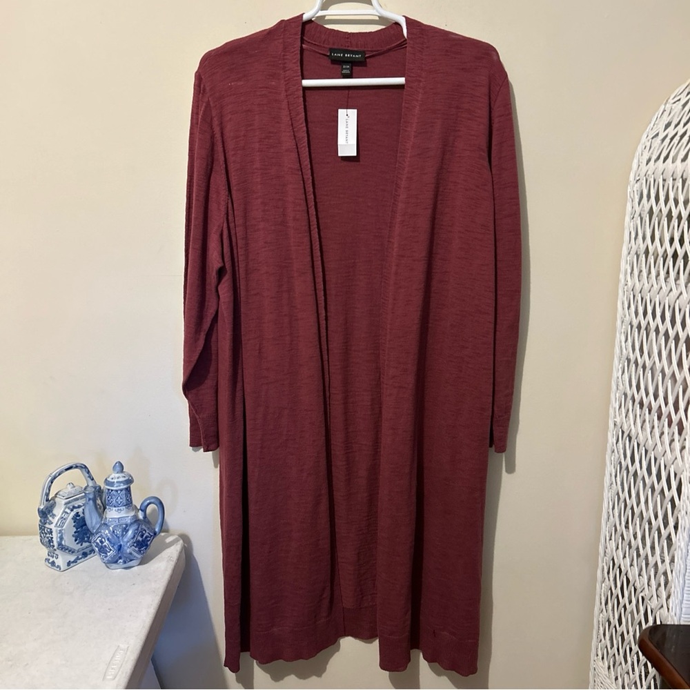 NWT Lane Bryant Duster Women’s 22-24 Deep Pink Wrap Sweater Lightweight Sheer